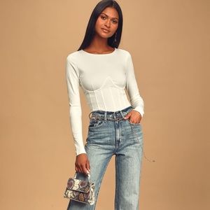 NWT Dressed to Skill White Long Sleeve Underwire Bodysuit